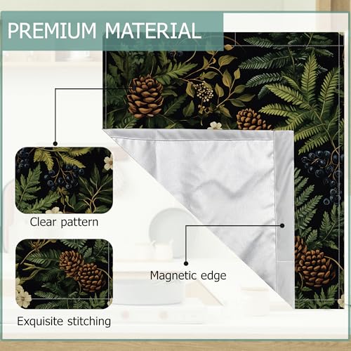 Image of Green Herb Leaves Dishwasher Covers for The Front Magnetic,Blue Berry Pine Cones Refrigerator Magnets Decoration,Reusable Dishwasher Cover Panel for Home Kitchen Decor 23x26 Inch