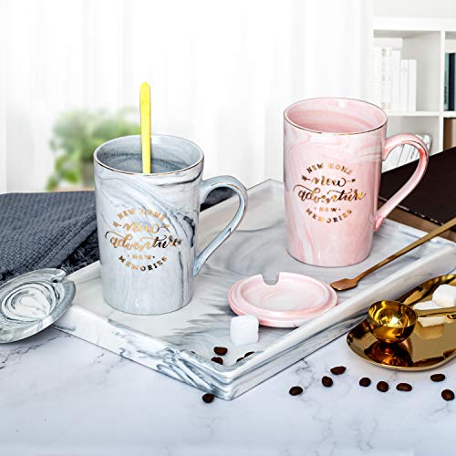 Housewarming Gifts New Home Gifts Coffee Mug Couples Gifts, New Home New Adventure New Memories Gifts For Home House Warming Presents Family Gifts - Marble Ceramic Coffee Cup - 14 Oz #TOP3