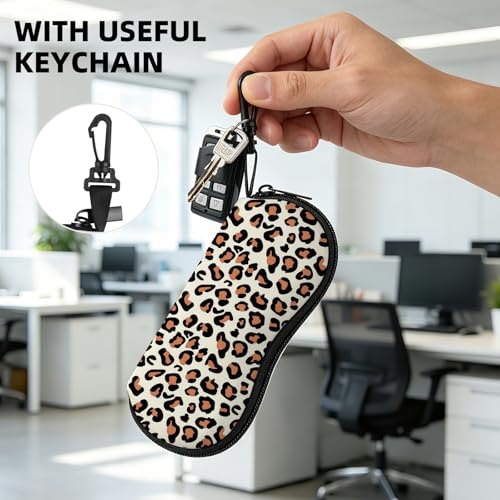 Image of Sunglasses Soft Case, Cute Ultra Light Portable Neoprene Zipper Eyeglass Glasses Case with Belt Clip for Men Women