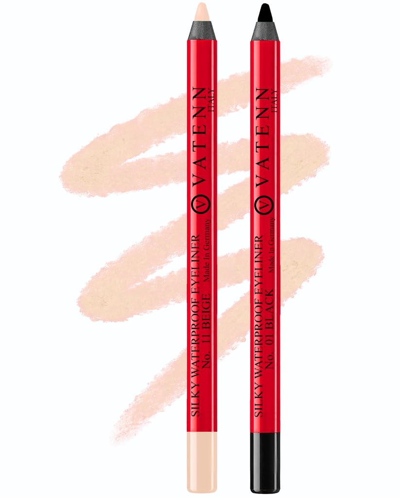 Italy silky waterproof eyeliner in beige shade (11) & Silky Waterproof Kajal Kohl Eyeliner 24 Hr Long Stay One Stroke Smooth Glide Waterproof, combo