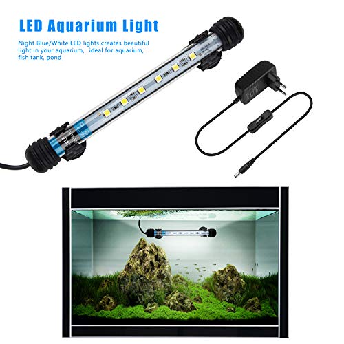 FTALGS LED Acuario de luz subacuática iluminación iluminación Aufsatzleuchte cobertura estanco lámpara enchufe UE para peces tanque con