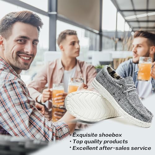 Image of Men's Machine Washable Slip On Lace Up Casual Loafer Breathable Travel Canvas Shoes for Men Comfortable and Stylish Summer Loafers Lightweight Walking Shoes Boat Shoe
