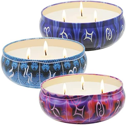 3 x 14.5 oz Citronella Candles Outdoor, Soy Wax Lemongrass Scented Candles, Natural Soy Wax Portable Travel Tin for Garden Patio Yard Home Balcony Camping Backyard Decorative