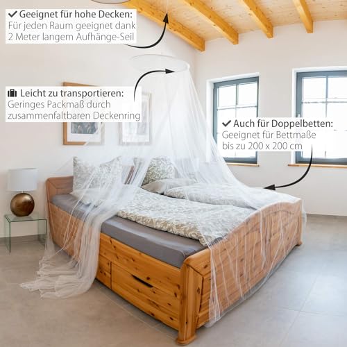 Outdoro Moskitonetz inklusive Klebehaken für Zuhause und Reisen extra-groß für Doppelbett & Einzelbett, Betthimmel