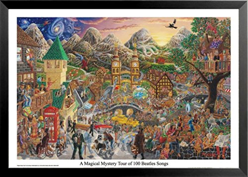 Framed A Magical Mystery Tour of 100 Beatles Songs by Tom Masse 32×22 Music Art Print Poster Rock and Roll Man Cave - Les Beatles, Paul McCartney, John Lennon, RIngo Starr, George Harrison Framed A Magical Mystery Tour of 100 Beatles Songs by Tom Masse 32x22 Music Art Print Poster Rock and Roll Man Cave