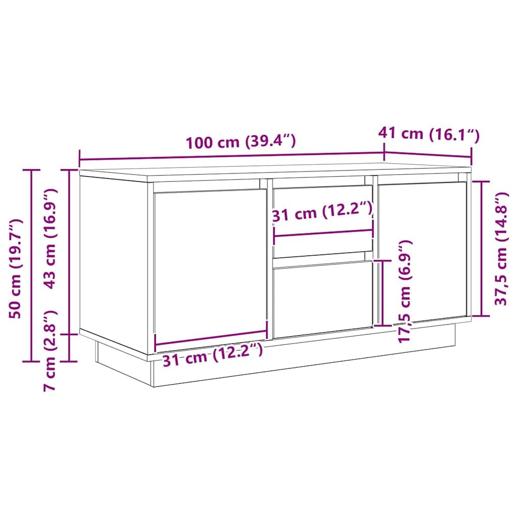 vidaXL Mobile Porta TV con Luci LED Bianco 100x41x50 cm, Mobile TV, credenza TV, Armadio Hi-Fi, banco TV, Mobile Porta TV, Mobile multimediale