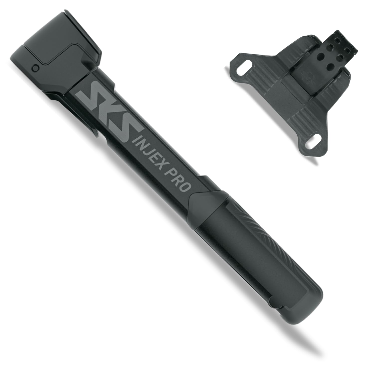 SKS GERMANY INJEX PRO Minipumpe (Fahrradpumpe für Unterwegs, Ergonomischer T-Griff, Optimierte Handhabung, Platzsparende Befestigung, MV Easy-Kopf für alle Ventile), Schwarz