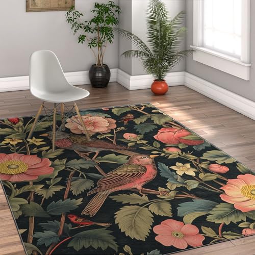 Tapis chambre à feu Morris style lavable salon maison 90x120 - 4