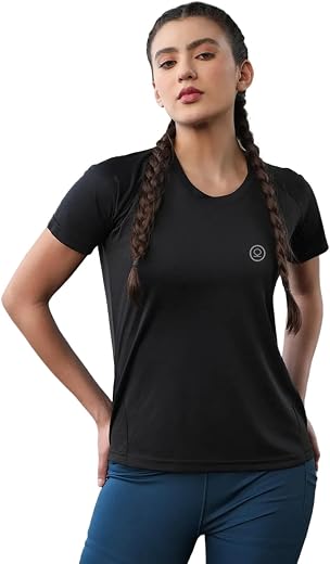 CHKOKKO Gym Tshirt for Women Workout Dry Fit t Shirt Sports Tshirt Lightweight Round Neck Breathable Half Sleeve Activewea...