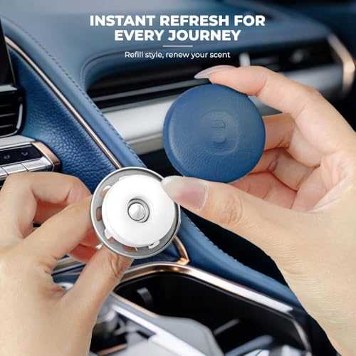 Image of Keyzone Premium Leather Key Cover & AC Vent Car Perfume Combo (4 Fragrances) | Compatible for Suzuki Victoris, Dzire, Ertiga 3 Button Smart Key. (Blue)