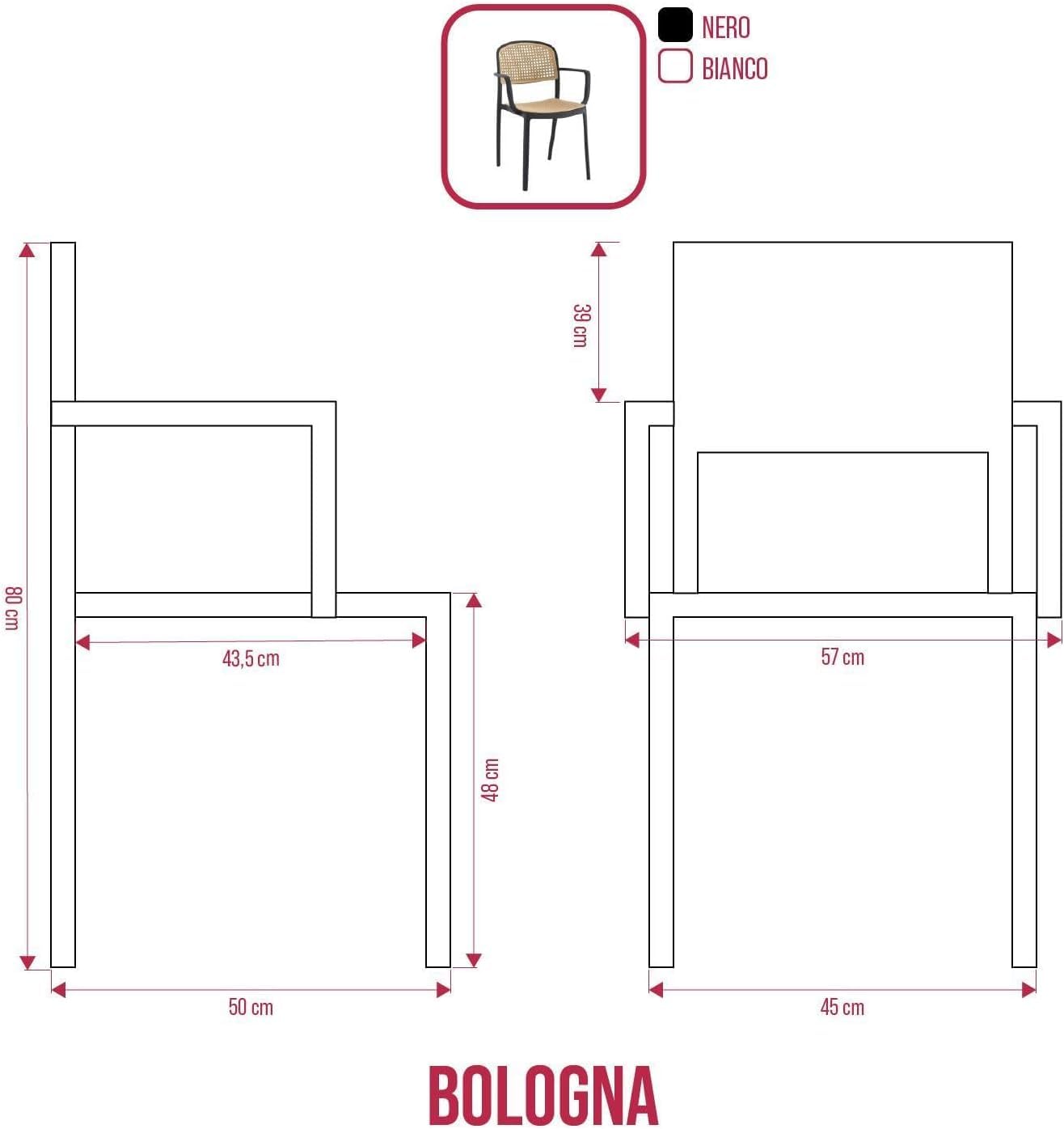 buybuy Sedia Arredamento da Interno Bologna (1, Bianca, 45x50x80)