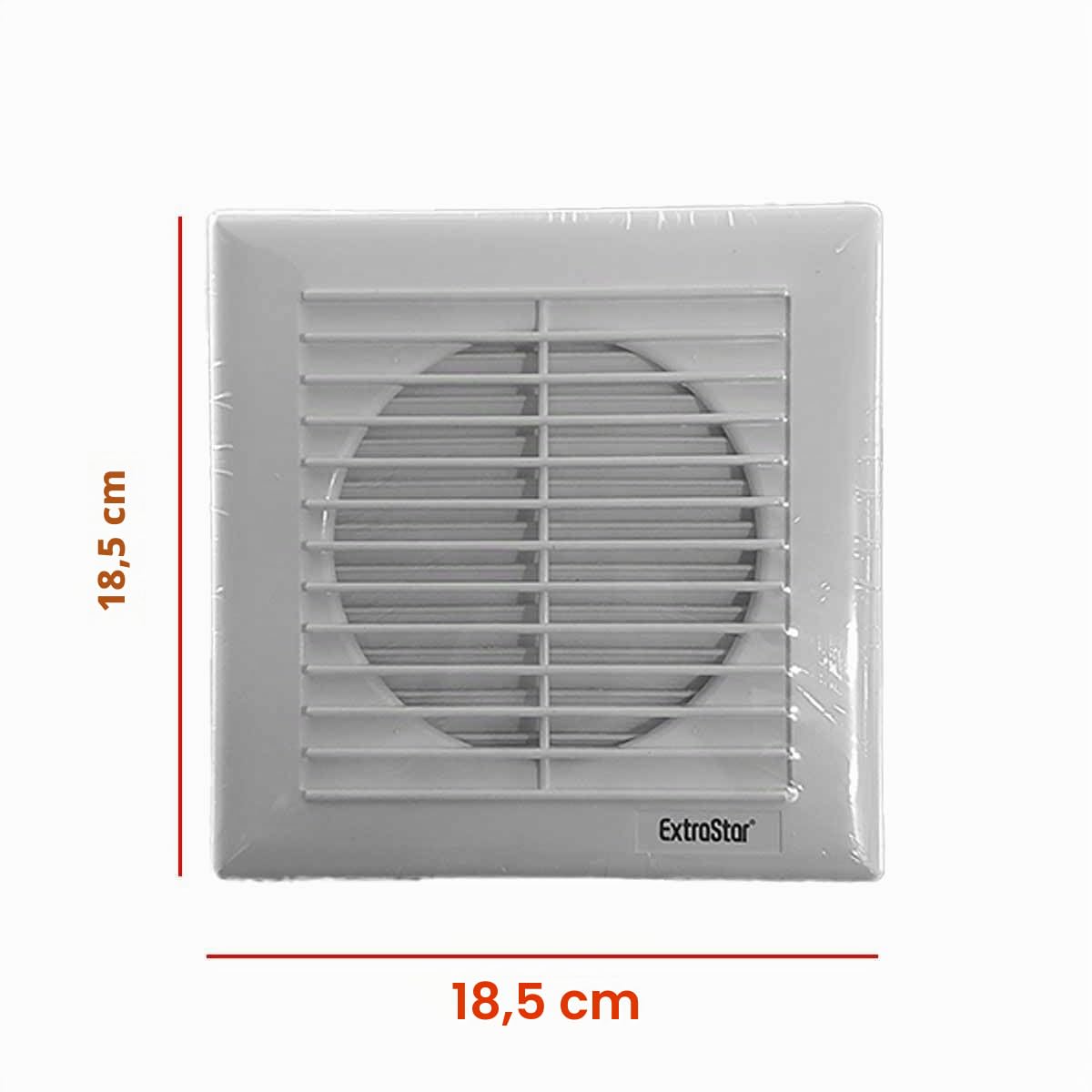 A2ZWORLD Ventilador de aspiración eficiente 19 W 240 m3/h 34 dB, 180 x 180 mm, orificio 120 mm, profundidad 100 mm, aspirador de pared para baño, cocina, 230 V, 50 Hz