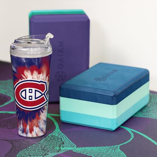 Image of Rico Industries NHL Hockey Team Color Tie Dye 24oz Metallic Acrylic Tumbler with Hinged Lid, Officially Licensed Double Wall Tumbler with Straw