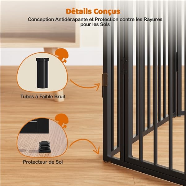 Yaheetech Parc pour Chiens Enclos pour Chiot en 8 Panneaux Cage Chenils Chien de 80 cm de Haut avec Serrure intégrée Fils métalliques renforcés de 8 mm