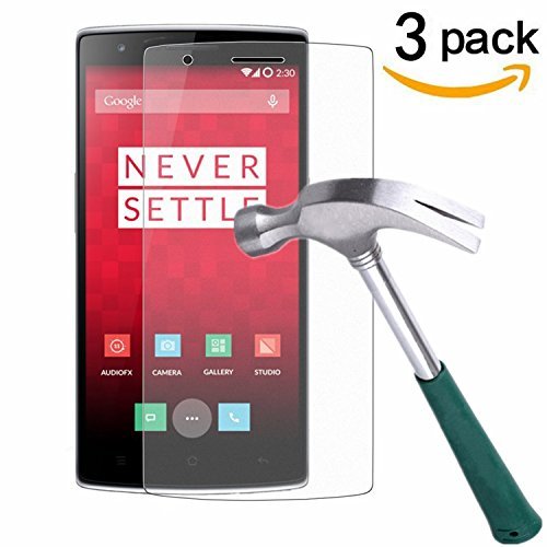 TANTEK [3-Pack Screen Protector for OnePlus One [2014 Model],Tempered Glass Film,Ultra Clear,Anti Scratch,Bubble Free,Case Friendly