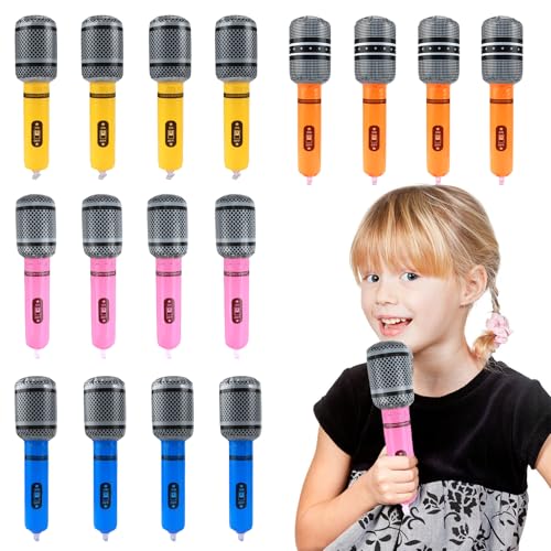 JSMTKJ Conjunto de 16 Micrófonos Inflables para Fiestas, Accesorios Decorativos Inflables, Juguetes para Party para Decoración, Animación y Regalos de Celebración Musical JSMTKJ Conjunto de 16 Micrófonos Inflables para Fiestas, Accesorios Decorativos Inflables, Juguetes para Party para Decoración, Animación y Regalos de Celebración Musical