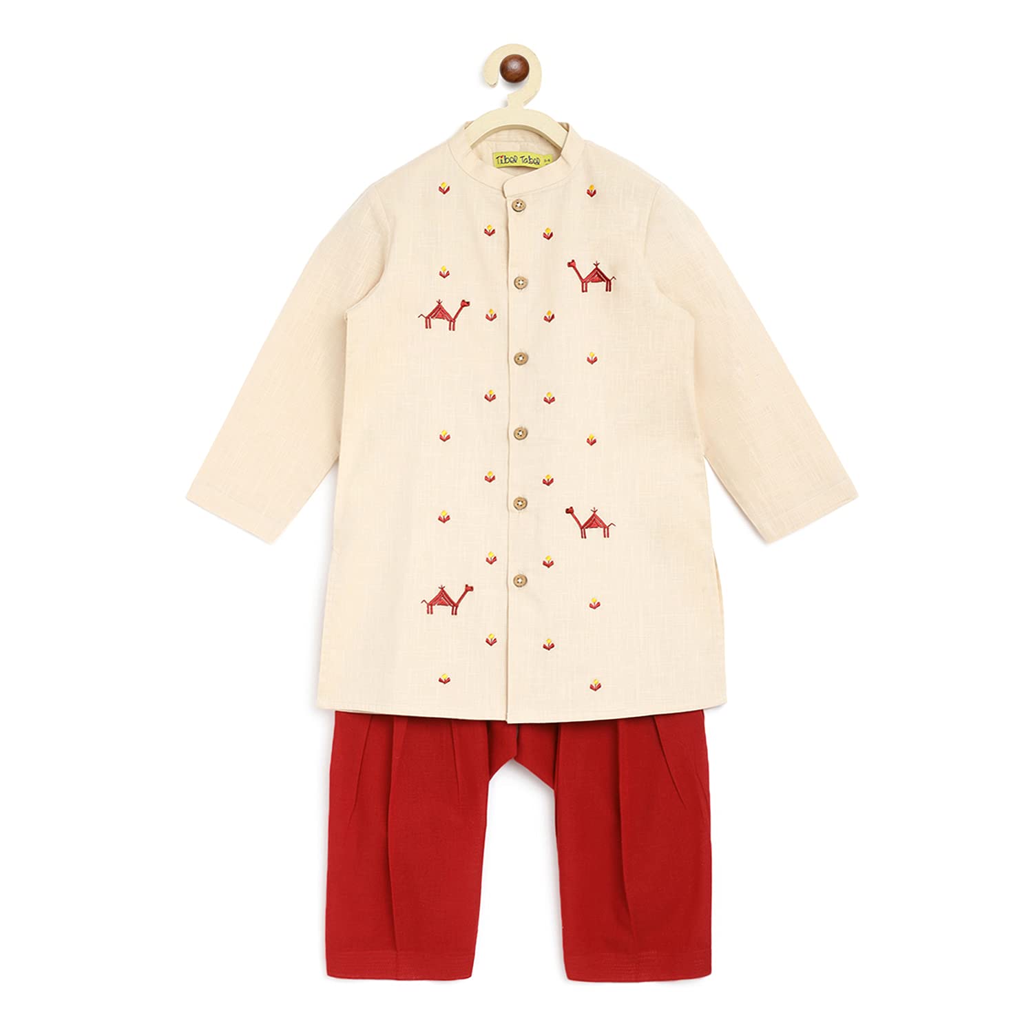 Tiber Taber Boys Cotton Kurta Set Phulkari