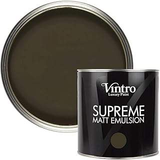 Vintro Paint | Dark Grey Matt Emulsion | Luxury Wall & Ceiling Paint | Smooth Chalk Finish | 2.5L (Midnight)