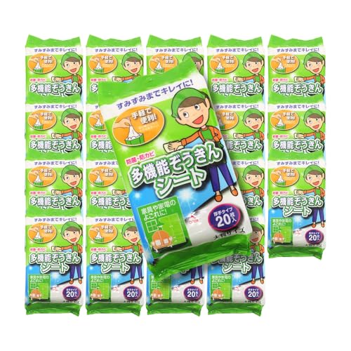 多機能ぞうきんシート 厚手タイプ 400枚 (20枚入り×20個セット) 大判サイズ 防菌 防カビ 掃除 手軽 使い捨て 日本製