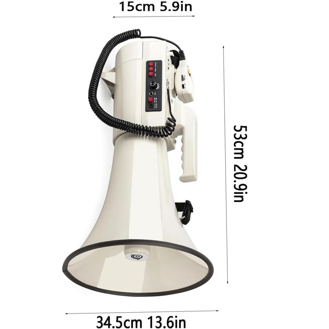Mégaphones portables Bullhorn Bullhorn Megaphone 75w Lecteurs de cartes mémoire e SD portables Haut-parleur Bullhorn avec enregistrement et sirène USB Flash Entrée Aux Haut-parleur mégaphone