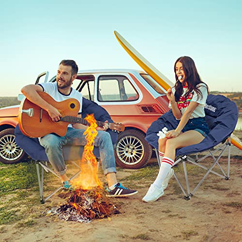 Milestone Camping 12079 Chaise de luxe pliable avec siège rembourré pour plus de confort Bleu Sac de transport inclus Camping Festival pêche et jeux de sport Cover