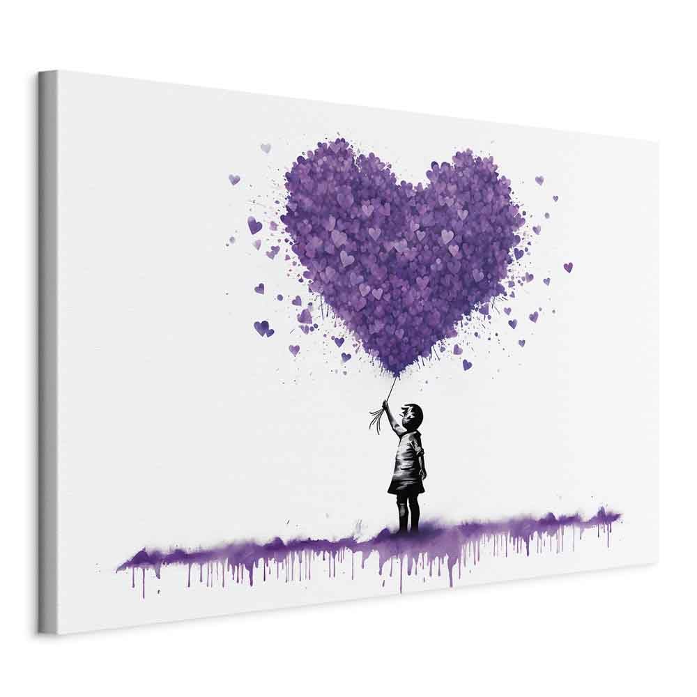 murando - Cuadro Acústico en Lienzo Banksy 120x80 cm - 1 Pieza cuadros | acústicos-corativos aislamento-coracion moderno lienzos-corativos salon - Reproducción globo rosa en forma- corazón