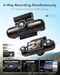 REDTIGER 4 Channel 360° View Dash Cam, Dual STARVIS 2, 2.5K*2+1080P*2 Dashcam Front and Rear Inside Left Right, 5.8GHz WiFi, Included 128GB Card, 8 IR Lights Night Vision, 4 Adjustable Lenses (VP40) | 4 Adjustable Lenses, 5.8GHz WiFi, 2.5K*2+1080P*2