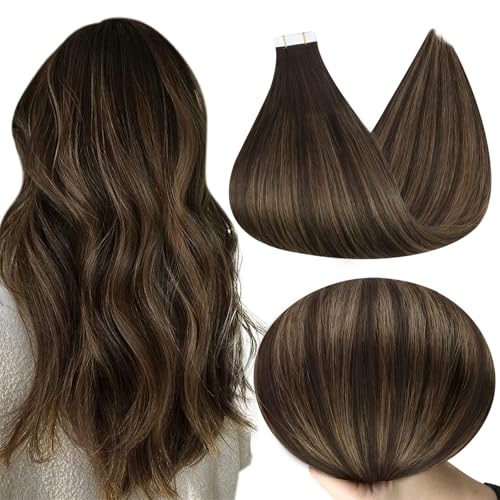 Full Shine Invisible Tape Hair Extensions 22 Inch Natural