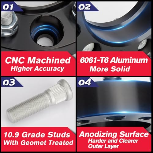 Image of KSP 6x135 Wheel Spacers for F150, 2 inch Hubcentric Wheel Spacer for 2004-2005-2014 F-150 2003-2014 Expedition Navigator 2005-2014 Mark LT, 50.8mm Thick with M14x2 Studs and 87.1mm Hub Bore Black 4PCS