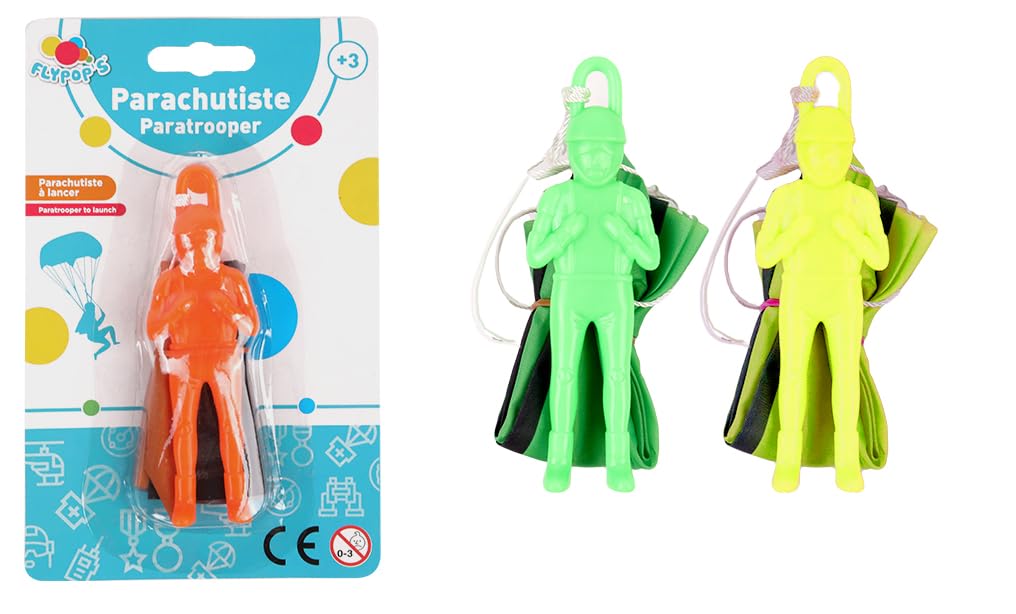 Jouet Parachutiste FLYPOP'S - À Lancer, Plastique, 10cm, Dès 3 Ans