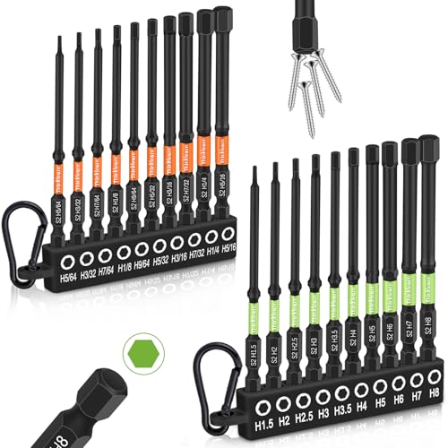 Allen Wrench Drill Bit Set for Impact Drivers, 20PCS Hex Bit Set (Metric&SAE), 4