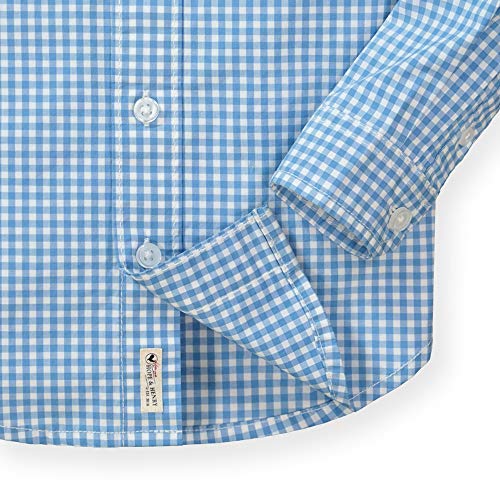 Hope & Henry Boys' Long Sleeve Cotton Poplin Button Down Shirt With Pocket Blue Gingham #TOP4