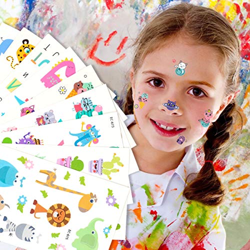 Temporary Tattoos for Kids Boys Girls – Cute Animal Temporary Tattoos Cartoon Zoo Bulk Party Favors Birthday Halloween Waterproof 10 sheets