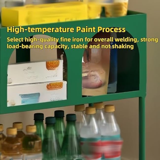 Movable Storage Shelf Metal Storage Cart with Handle Sofa Side Table with Shelf Mobile End Table for Living Room Space Saver(White)-iqQaeBDz