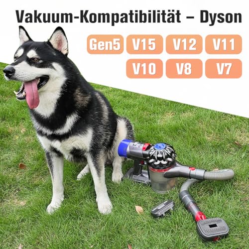 MoPei 2 in 1 Hundehaar Staubsaugerbürste Kompatibel mit Dyson Gen5 V15 V12 V11 V8 V7, ideal zum Entfernen von losen Haaren, Hautschuppen, Unterwolle und Verfilzungen