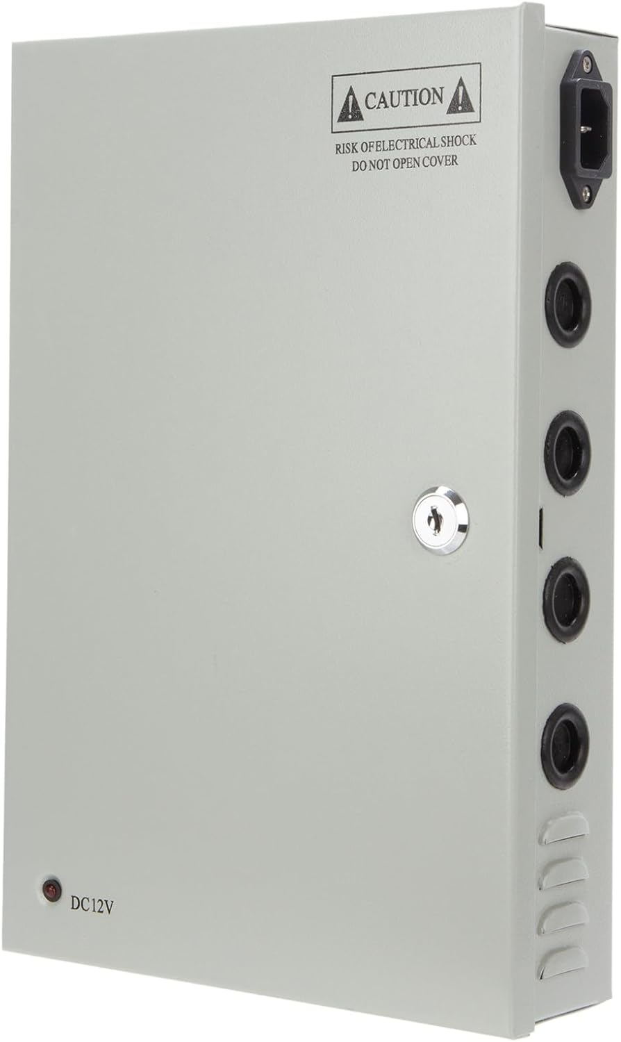 18 Channel Port 12V DC 30 Amp Amper Glass Fuse Distributed Power Supply Box for CCTV DVR Security System and Cameras