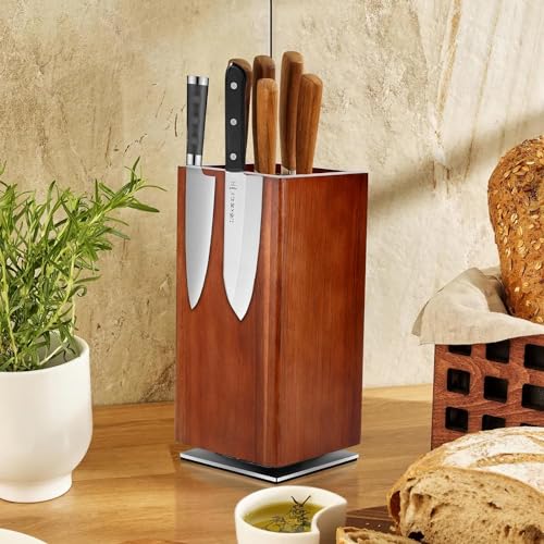 Bloc Couteau Cuisine, Range Couteaux de Cuisine, Blocs Couteaux Vides, Porte Couteau, Bloc à Couteaux Magnétique, Support Couteau de Cuisine Bois, Rangement...
