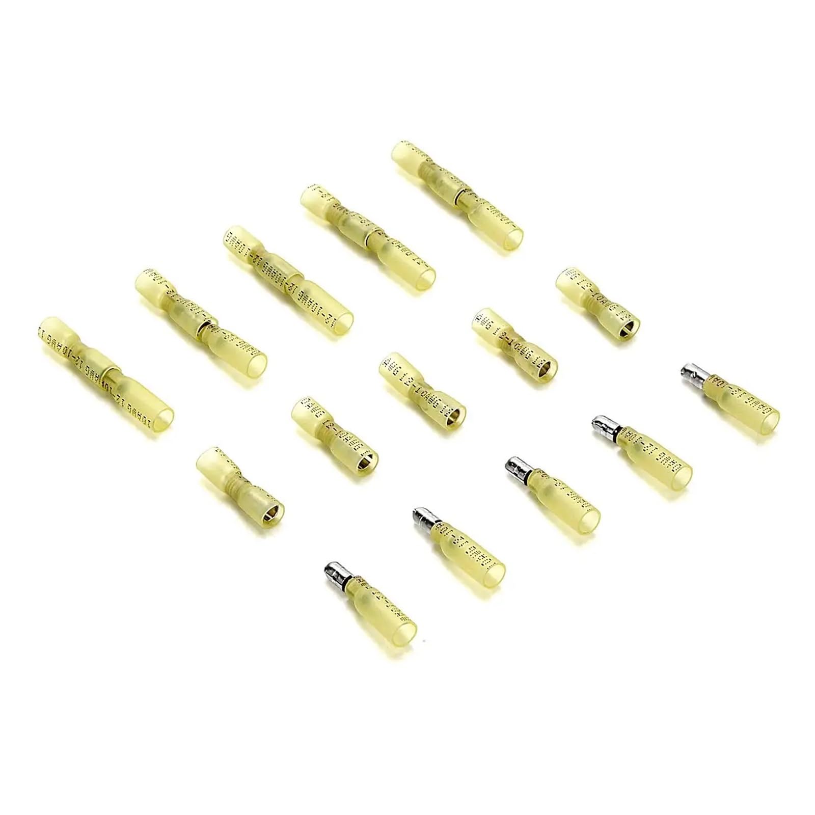 Kit di connettori a crimpare maschio e femmina termorestringenti assortiti da 200 pezzi, AWG12-10, gialli