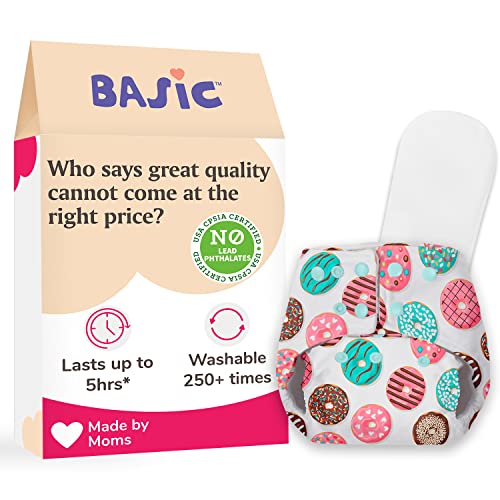 Superbottoms Basic Leakage-proof advanced cloth diapers for babies, High Absorbent 100% cotton 1 reusable diaper and 1 insert pad Combo Pack washable cloth diaper 3M -3Years Adjustable, Reduces Rash