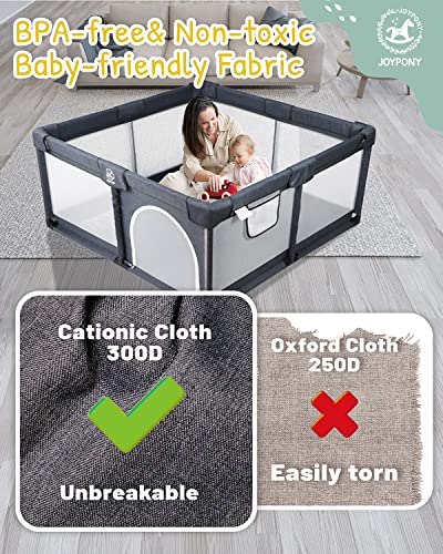 Joypony Baby Playpen, (50X50X27Inch) Large Playpen For Babies And Toddlers, Sturdy Safety Play Yard For Infant, Indoor & Outdoor Play Pen With Gate, Baby Fence With Soft Breathable Mesh, Hand Rings #TOP1