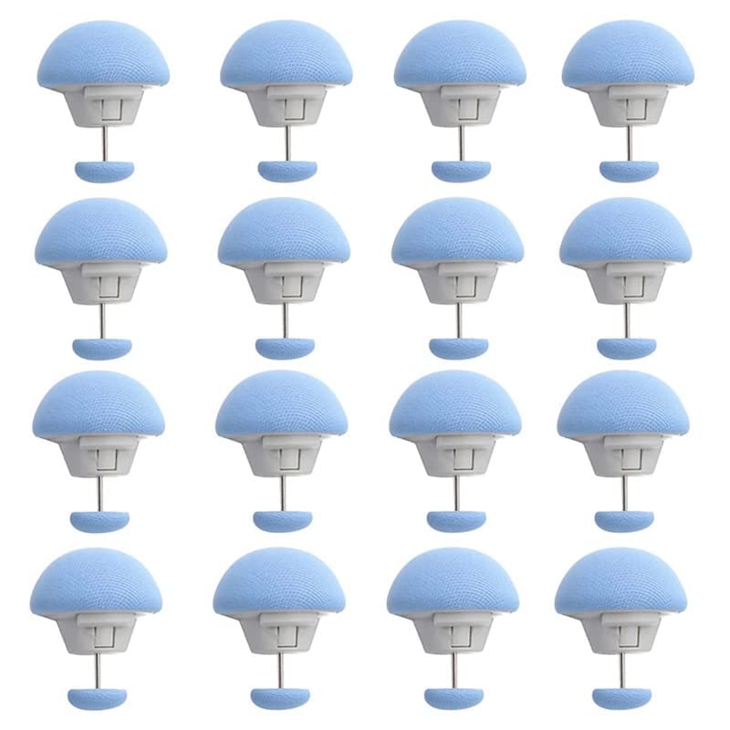 CEPLO Quilt Fixing Clips Double-Sided Mushroom Cover Pins Anti-Slip Comforter Clips,Long & Short Nails for Duvet Covers, Cushions, Sheets, Curtains Bedroom Duvet Cover Holder (Blue, Pack of 16)