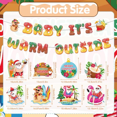 Image of Gameza Tropical Christmas Party Decorations - 10PCS Baby It's Warm Outside Party Hanging Swirls Decor Set, Summer Santa in July Holiday Christmas Vacation Supplies