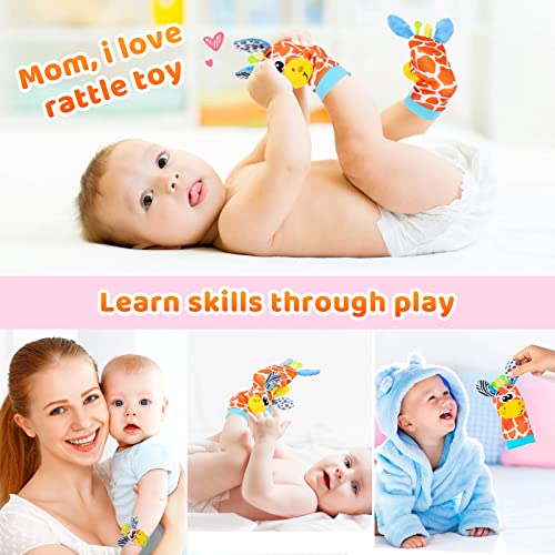 Rattle Socks For Babies 3-6-12-18 Months Baby Wrist And Foot Rattles For Infants 8 Pcs Toys Newborn Soft Foot Finder Hand Rattle Set Sensory Developmental Socks For Baby Girl Boy Gifts #TOP4