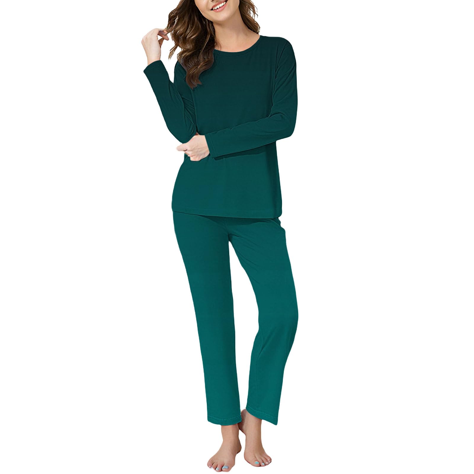 Tenue d'automne pour femme - Ensemble pyjama long dégradé de couleurs | Co Ord Ensemble de pyjama 2 pièces pour femme à manches longues et col rond et taille élastique