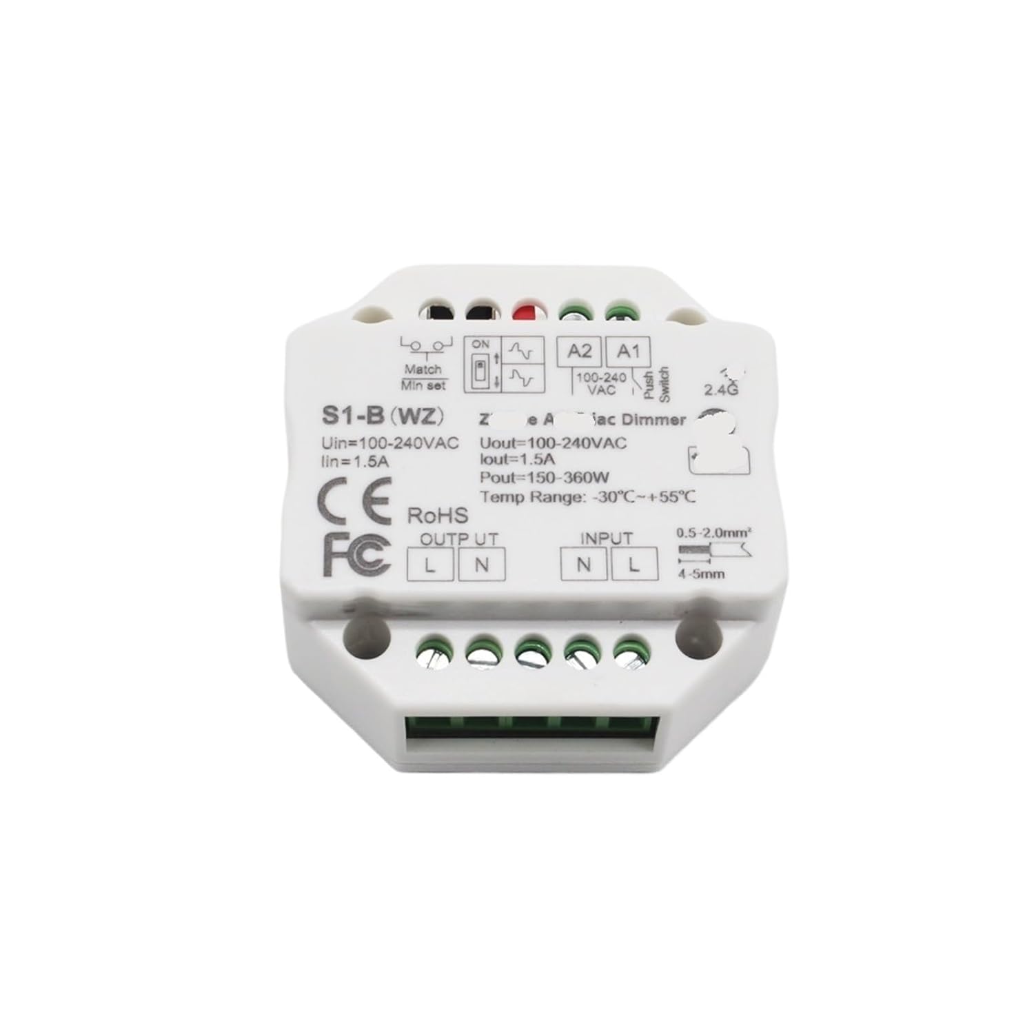 LED Dimmer 220V 230V 2.4G Push Switch Remote Control AC Thyristor Dimmer S1-B WZ for Single Color LED Lights