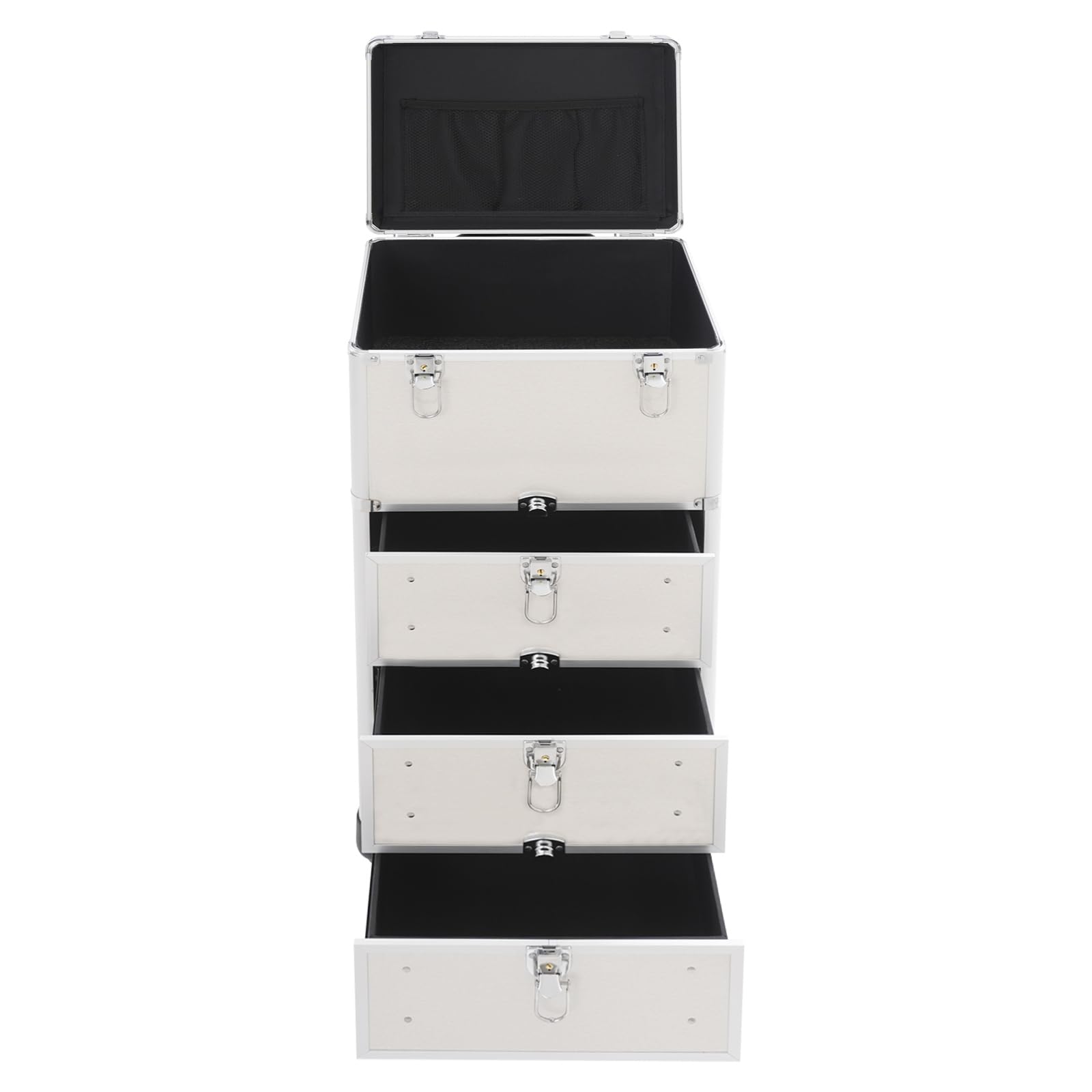 Groß Kosmetik Trolley Friseurkoffer, Rollbarer Schminkkoffer Mit Schubladen Make up Koffer Schminkkoffer Mit 3 Schubladen Kosmetikkoffer Trolley Hohe Sicherheit für Hochzeitsvisagisten