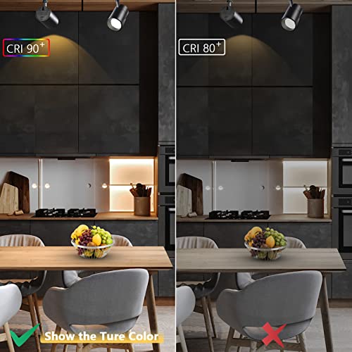 Vanoopee 3-Color Dimmable Led Ceiling Spotlight Flush Mount Adjustable Spotlight Directional Spot Lights Indoor Bright Accent Fixture For Living Room Bedroom - Cri90 36° Flicker Free 10W 1000Lm Black #TOP7