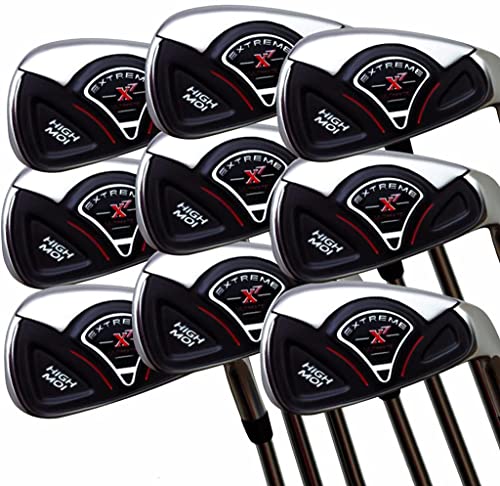 Extreme X7 High MOI Tall Senior Ladies Complete 9-Piece Iron Set (3-SW) Right Handed Lady Flex L Flex Club with Premium Ladies Arthritic Grip