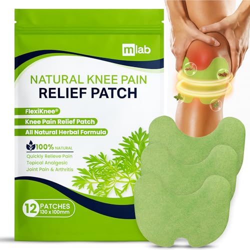 FLexiknee Warming Herbal Pain Patches for Knees w/ 12-Hour Extra Strength & Adhesion - Bone-on-Bone,...