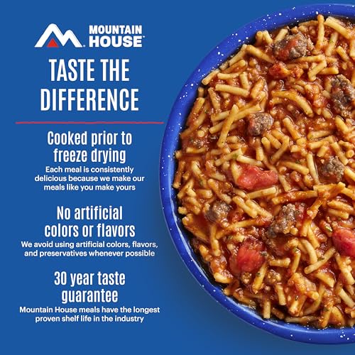 Image of Mountain House Spaghetti with Beef Marinara | Freeze-Dried Food for Camping, 4 Servings, 30-Year Shelf-Life, 2-Pack